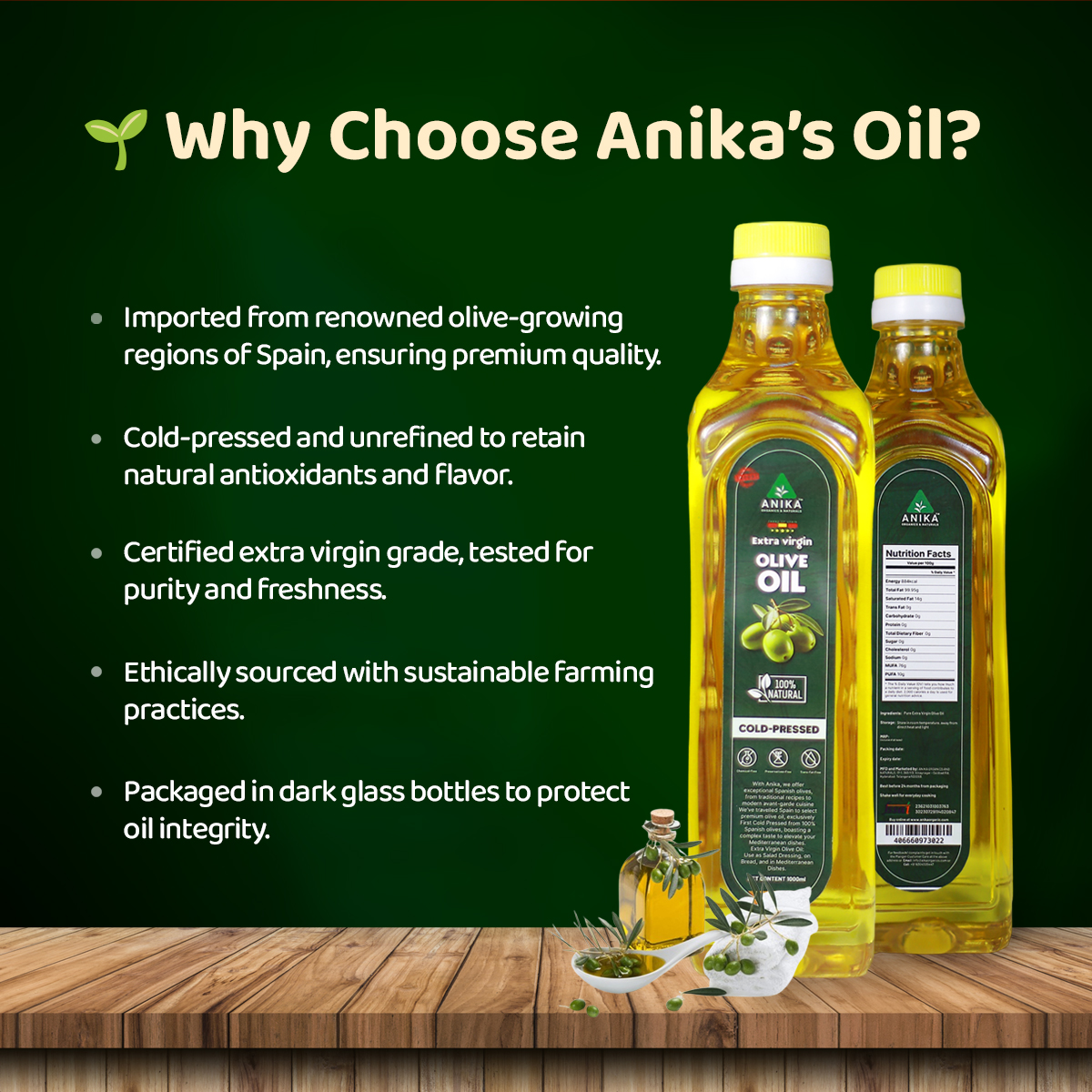 Cold-Pressed Extra Virgin Olive Oil (Imported from Spain) - Image 2